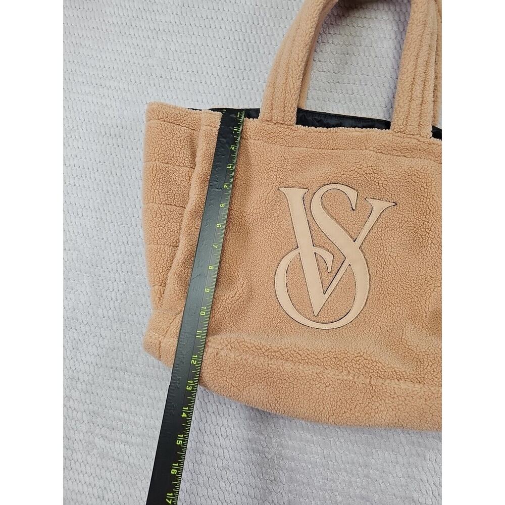 Victorias Secret Tote Bag Tan Fuzzy Shoulder Tote Purse - Picture 4 of 8